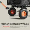 imageSuperHandy HeavyDuty Garden Cart  660lb Load Capacity Towable QuickRelease Dump Action 10inch Pneumatic Tires Works with Tugger Scooter