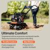 imageSuperHandy Tiller Cultivator 25HP 79cc 4 Stroke Ultra Duty 4 Premium Steel Adjustable Forward Rotating Tines for Garden Lawn Digging RootWeed Removal and Soil Cultivation