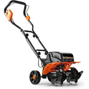 imageSuperHandy Electric TillerCultivator Battery powered 40V Lion 14quot Inch Tilling Width 4 Tine for Weed Removal ampamp Soil Cultivation