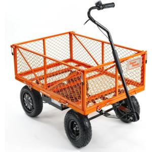 imageSuperHandy ElectricAssist Garden Cart  57 Cubic Ft Utility Wagon 440lbs Load AllTerrain 10in Wheels AntiRust Steel Frame Convertible Flatbed DesignManual