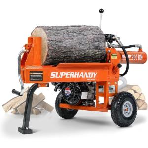 imageSuperHandy Log Splitter Portable 20 Ton Rapid Auto Return Ram System Bucher Gear Pump 7HP Engine Horizontal Full Beam Steel Wedge Firewood Splitting Forestry HarvestingOrange