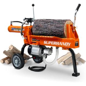 imageSuperHandy Log Splitter Portable Electric 14 Ton Rapid Auto Return Hydraulic Ram System Bucher Gear Pump 25eHP 15Amp Motor Horizontal Full Beam Steel Wedge Firewood Splitting Forestry Harvesting