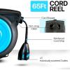 imageSuperHandy Extension Cord Reel Retractable 12AWG x 50 Feet Commercial Premium Flexible 3CSJTOW Cable with Triple Tap Connector