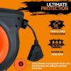 imageSuperHandy Extension Cord Reel Retractable 16AWG x 50 Feet Long Industrial Polypropylene Ultra Heavy Duty 3C SJTOW Commercial Premium Grade Ultra Flexible Cable S3 Triple Tap Connector