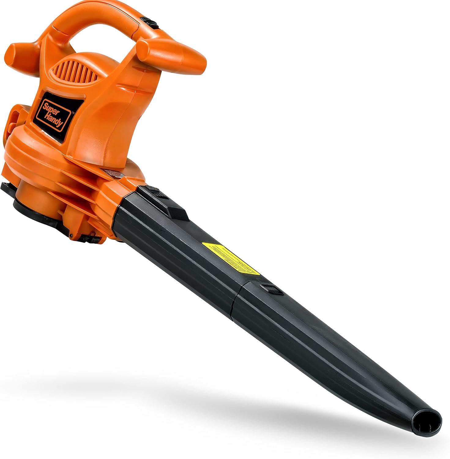 imageSuperHandy 3 in 1 Leaf Blower Vacuum and Mulcher Electric 120V 12Amp Corded Debris Duster 220MPH MAX 2 Stage Variable Speed Lightweight for Yard Lawn Garden and Landscaping Renewed