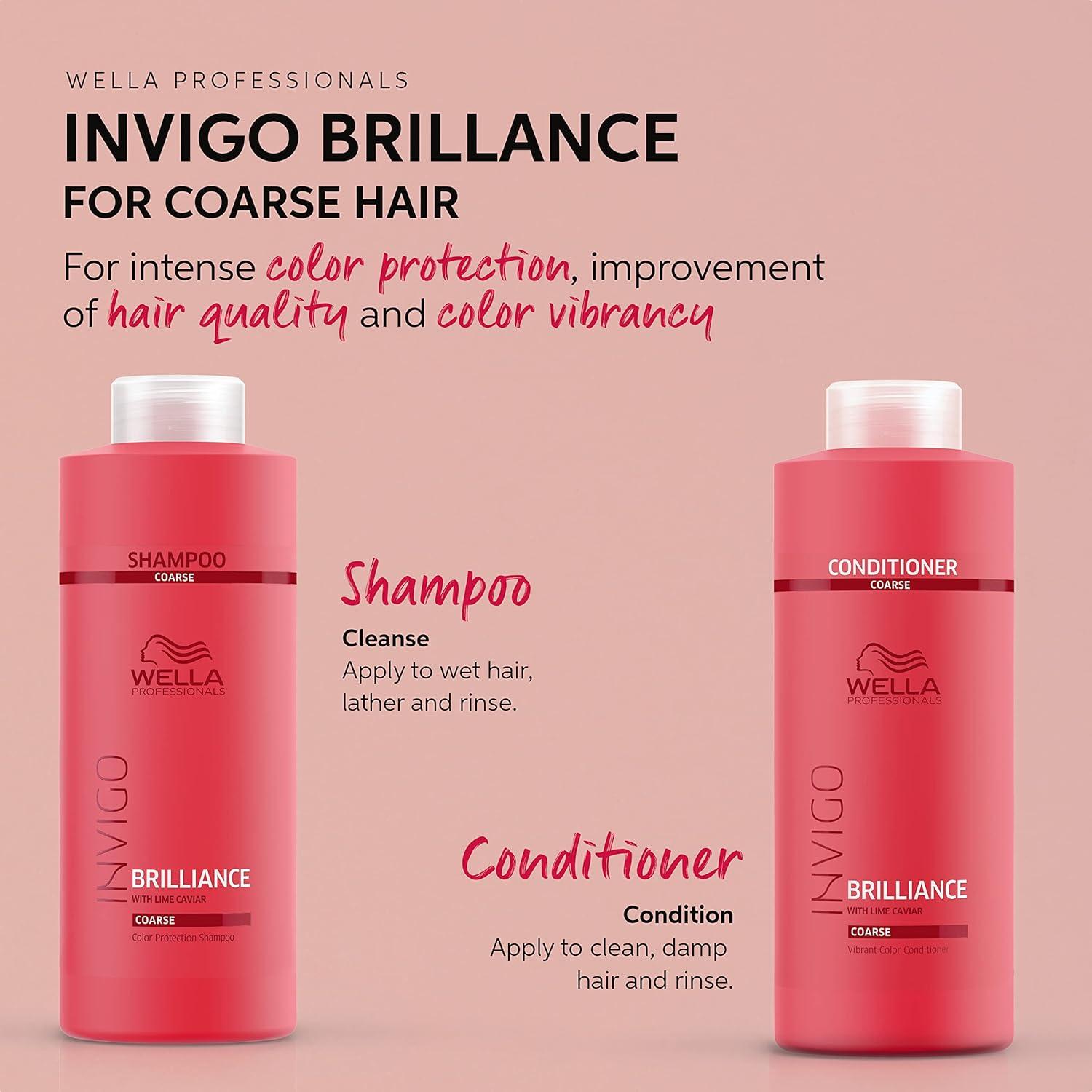 imageWella Professionals Invigo Brilliance Shampoo ampamp Conditioner Set For Coarse Hair For Color Protection ampamp Color Vibrancy Liter Sizes