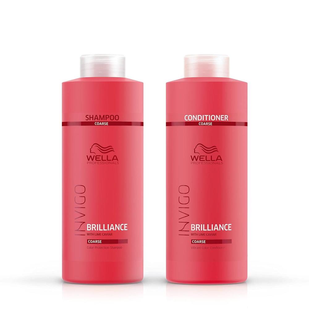 imageWella Professionals Invigo Brilliance Shampoo ampamp Conditioner Set For Coarse Hair For Color Protection ampamp Color Vibrancy Liter Sizes