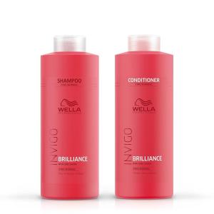 imageWella Professionals Invigo Brilliance Shampoo  Conditioner Set for Fine Normal Colored Hair Color Protecting ampamp Color Vibrancy Liter Sizes