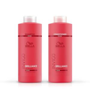 imageWella Professionals Invigo Brilliance Shampoo ampamp Conditioner Set For Coarse Hair For Color Protection ampamp Color Vibrancy Liter Sizes