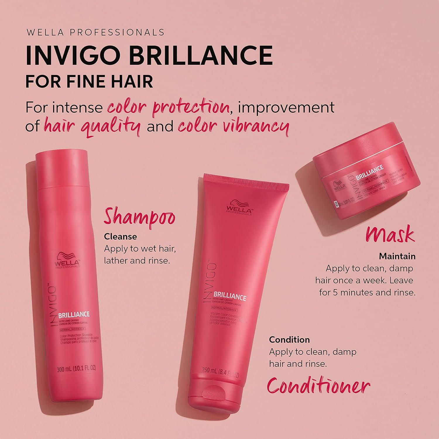 imageWella Professionals Invigo Brilliance Shampoo  For FineNormal Colored Hair Color Protection ampamp Color Vibrancy338 Fl Oz Pack of 1