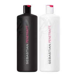 imageSebastian Professional Penetraitt Hair Strengthening and Deep Repair Shampoo Conditioner ampamp TreatmentSebastian Penetraitt Shampoo  Conditioner Liter Set  338oz