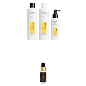 imageNioxin Scalp  Hair Thickening System 1  Hair Thickening System for Natural Hair with Light Thinning Full Size  3 Month Supply  Sebastian Professional Dark Oil Lightweight Hair Styling Oil Trial