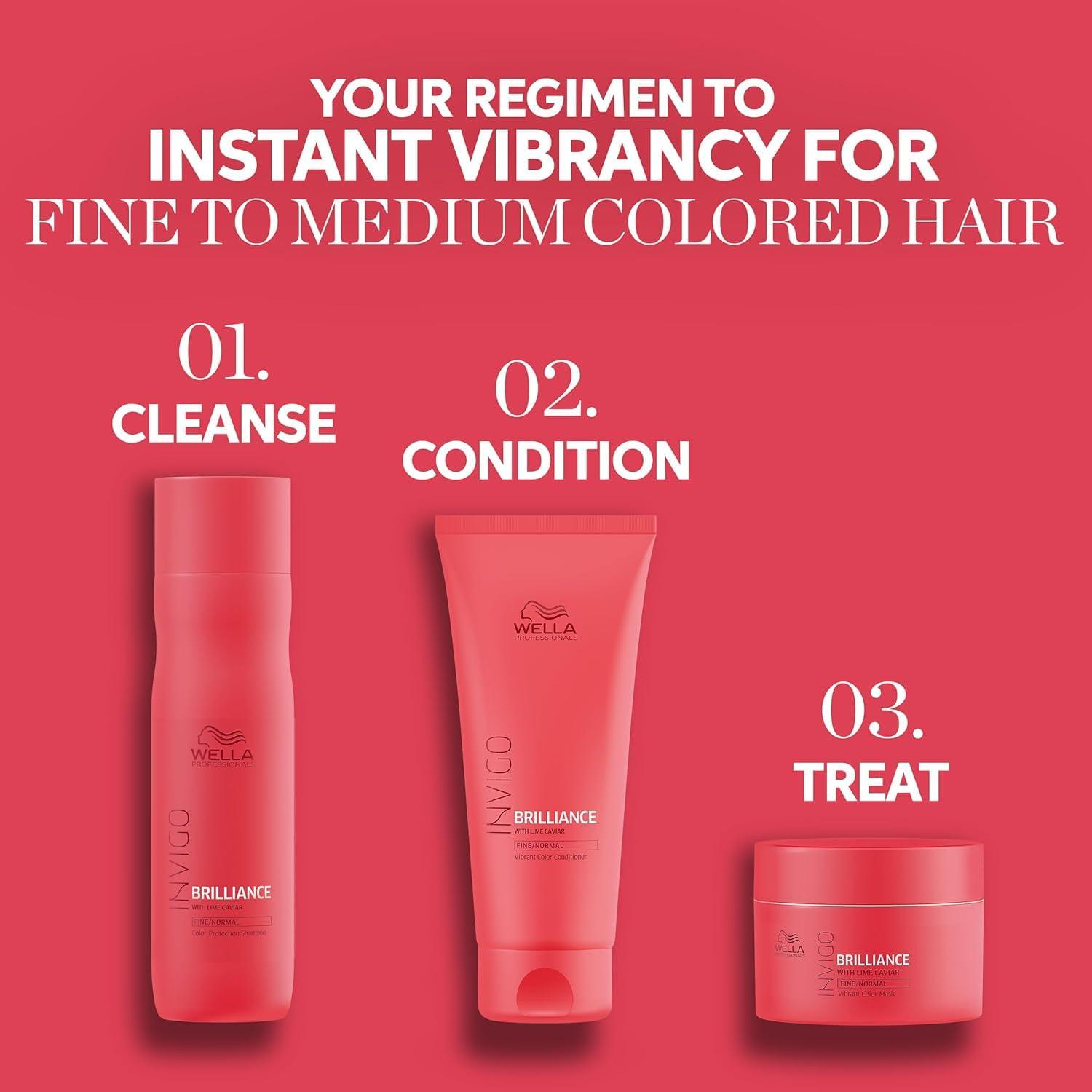 imageWella Professionals Invigo Brilliance Shampoo ampamp Conditioner Set Color Protection ampamp Color Vibrancy for FineNormal Hair Retail Sizes