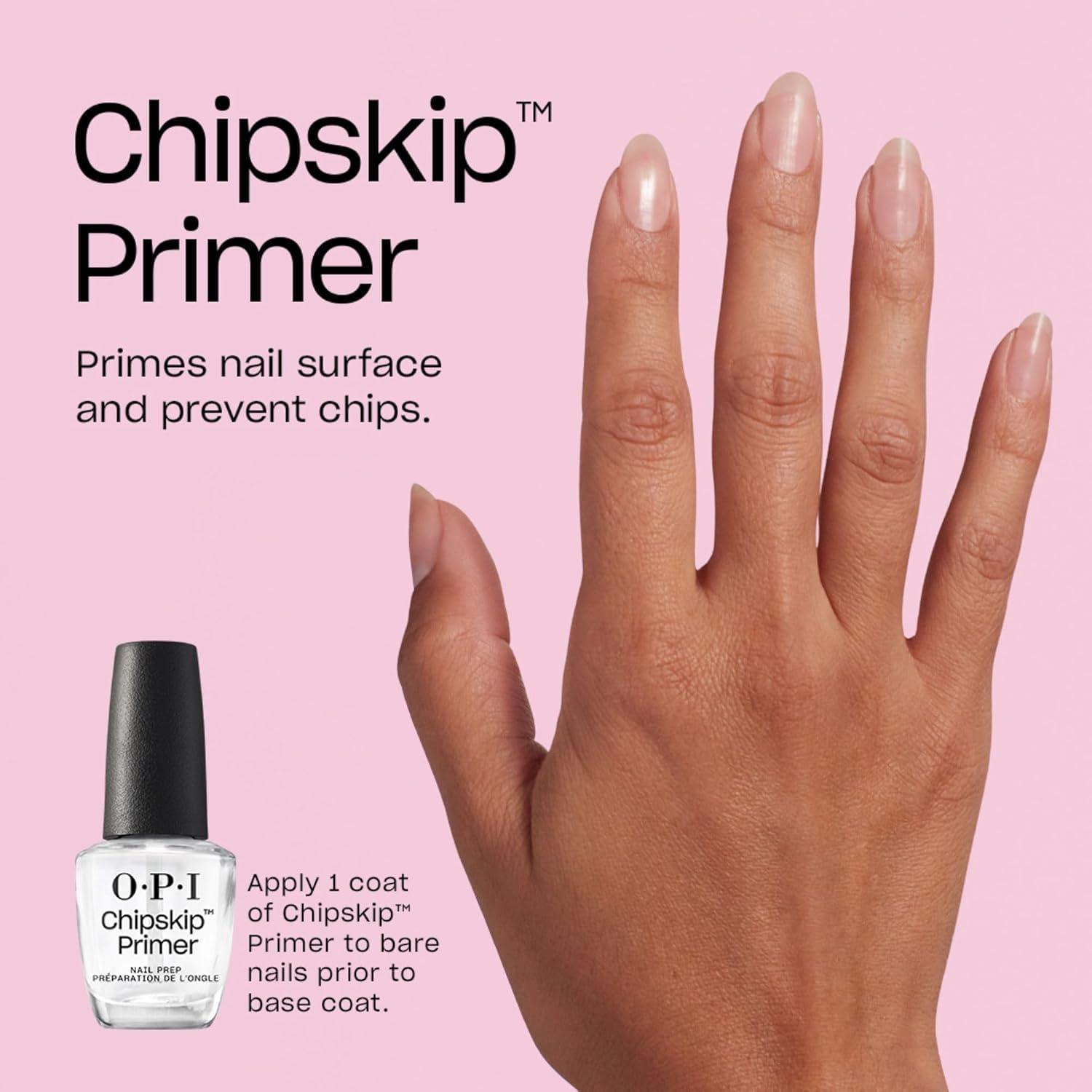 imageOPI Nail Lacquer Base Coat  Clear Nail Polish Base Coat Chip Resistant Protects Nails Prevents DiscolorationChip Skip Primer