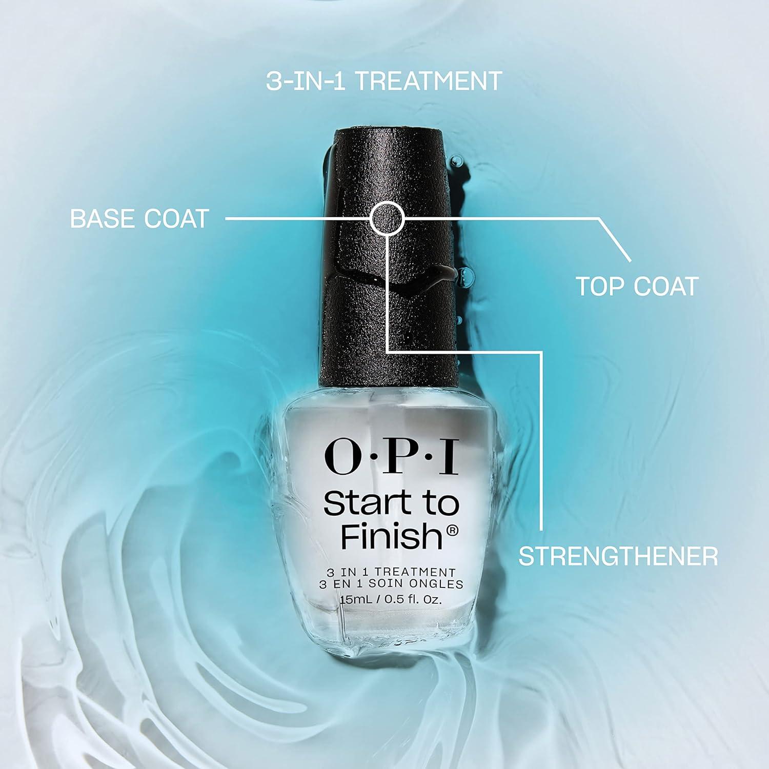 imageOPI Nail Lacquer Base Coat  Clear Nail Polish Base Coat Chip Resistant Protects Nails Prevents DiscolorationStart to Finish 3 in 1 Treatment