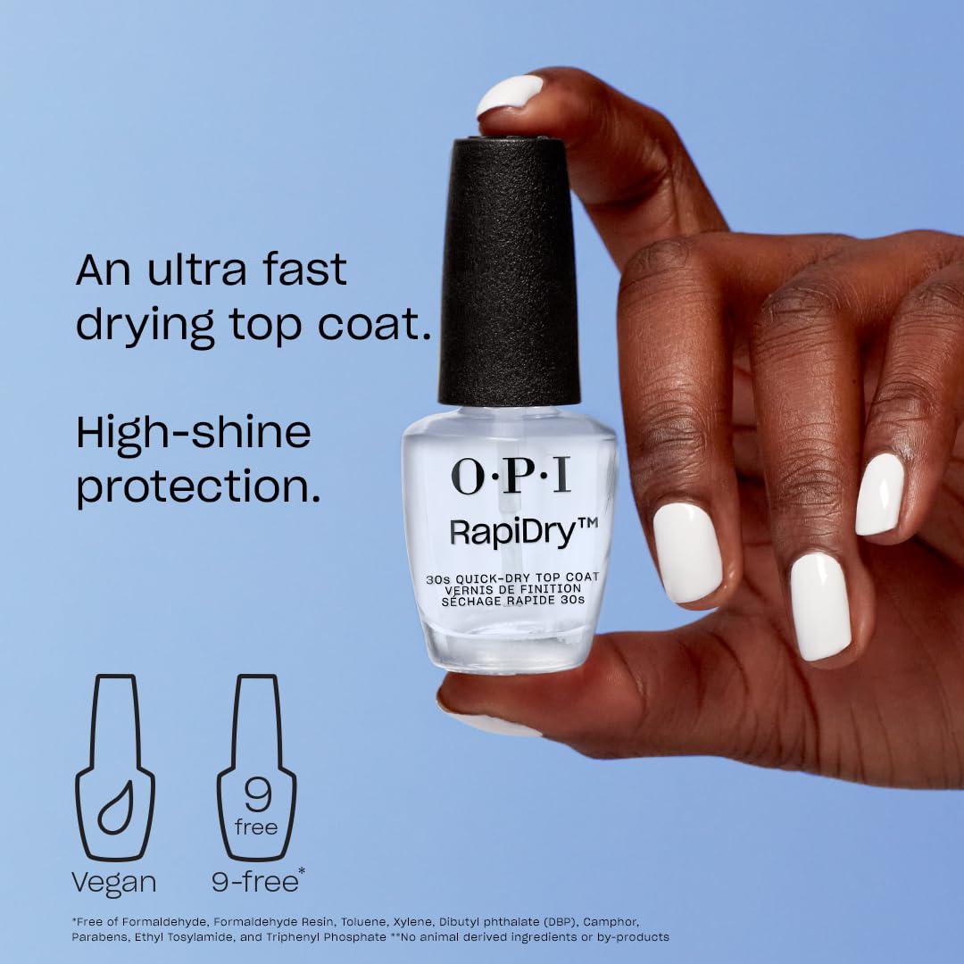 imageOPI Nail Lacquer Top Coat  Clear Nail Polish Top Coats  Classic Quick Drying High Shine Gellike Volumizing ampamp Matte Finish  Chip Resistant HighGloss Long Lasting Protects Color ampamp NailsRapiDry Top Coat  QuickDrying Formula