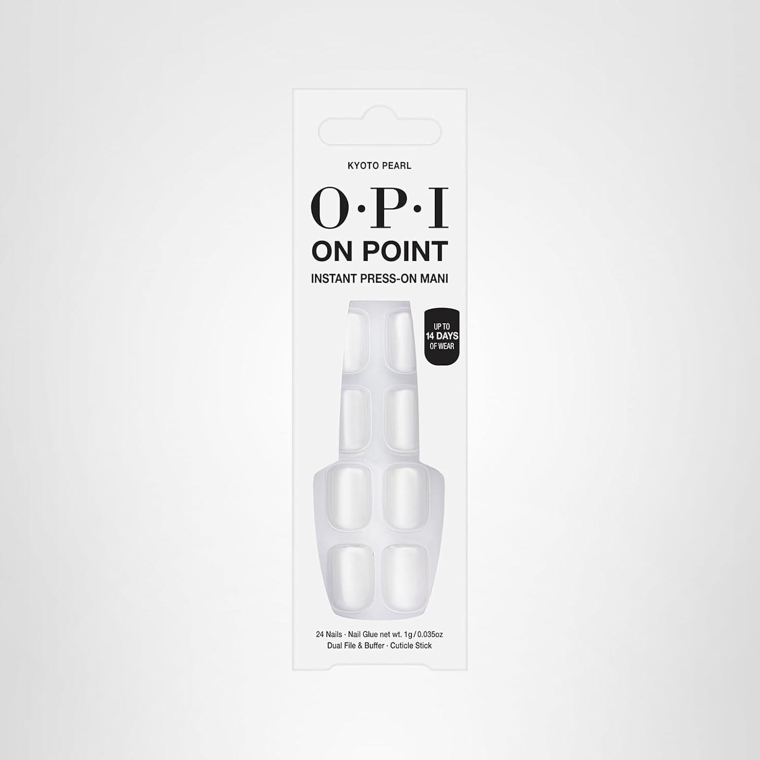 imageOPI On Point Press On Nails  Short Round Classic ampamp Accent Nail Art Press On Nails  24 Count With Nail Glue  Instant PressOn Mani  Long Lasting Reusable NondamagingKyoto Pearl