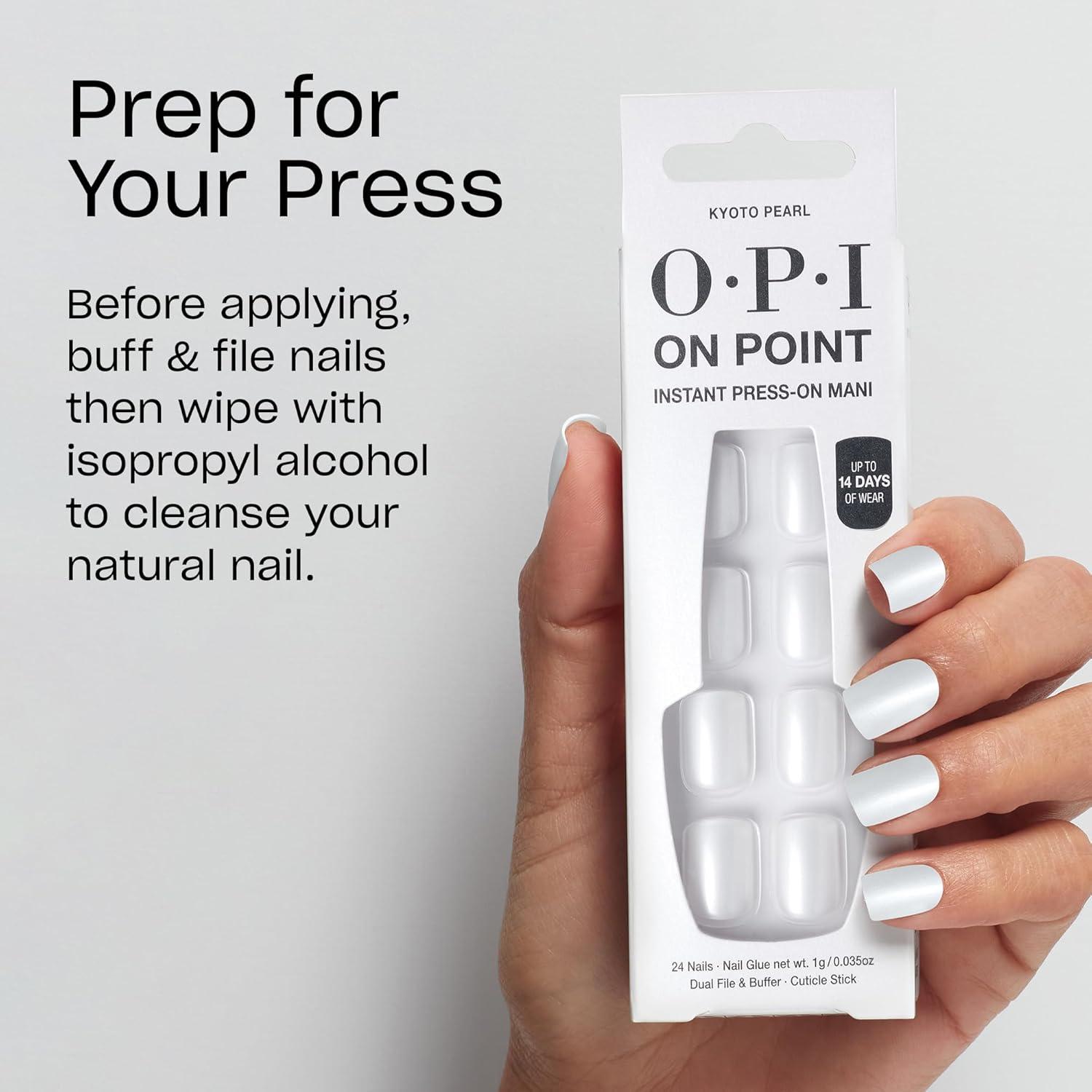 imageOPI On Point Press On Nails  Short Round Classic ampamp Accent Nail Art Press On Nails  24 Count With Nail Glue  Instant PressOn Mani  Long Lasting Reusable NondamagingKyoto Pearl