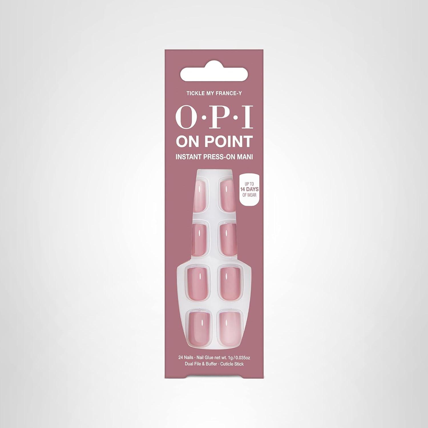 imageOPI On Point Press On Nails  Short Round Classic ampamp Accent Nail Art Press On Nails  24 Count With Nail Glue  Instant PressOn Mani  Long Lasting Reusable NondamagingTickle My Francey