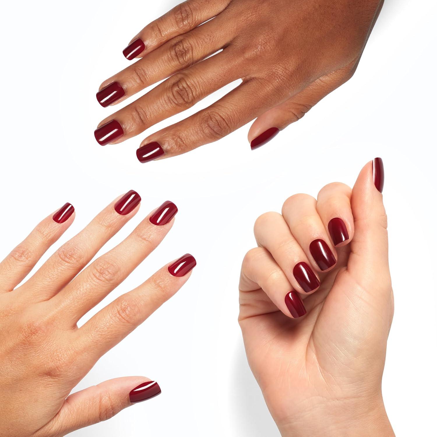 imageOPI On Point Press On Nails  Short Round Classic ampamp Accent Nail Art Press On Nails  24 Count With Nail Glue  Instant PressOn Mani  Long Lasting Reusable NondamagingGot the Blues for Red