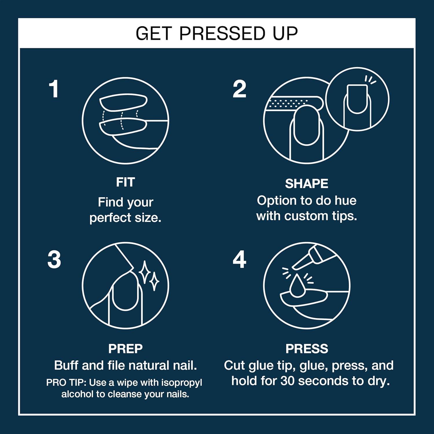 imageOPI On Point Press On Nails  Short Round Classic ampamp Accent Nail Art Press On Nails  24 Count With Nail Glue  Instant PressOn Mani  Long Lasting Reusable NondamagingMidnight Mantra