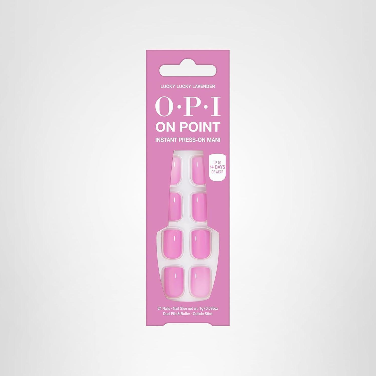 imageOPI On Point Press On Nails  Short Round Classic ampamp Accent Nail Art Press On Nails  24 Count With Nail Glue  Instant PressOn Mani  Long Lasting Reusable NondamagingLucky Lucky Lavender