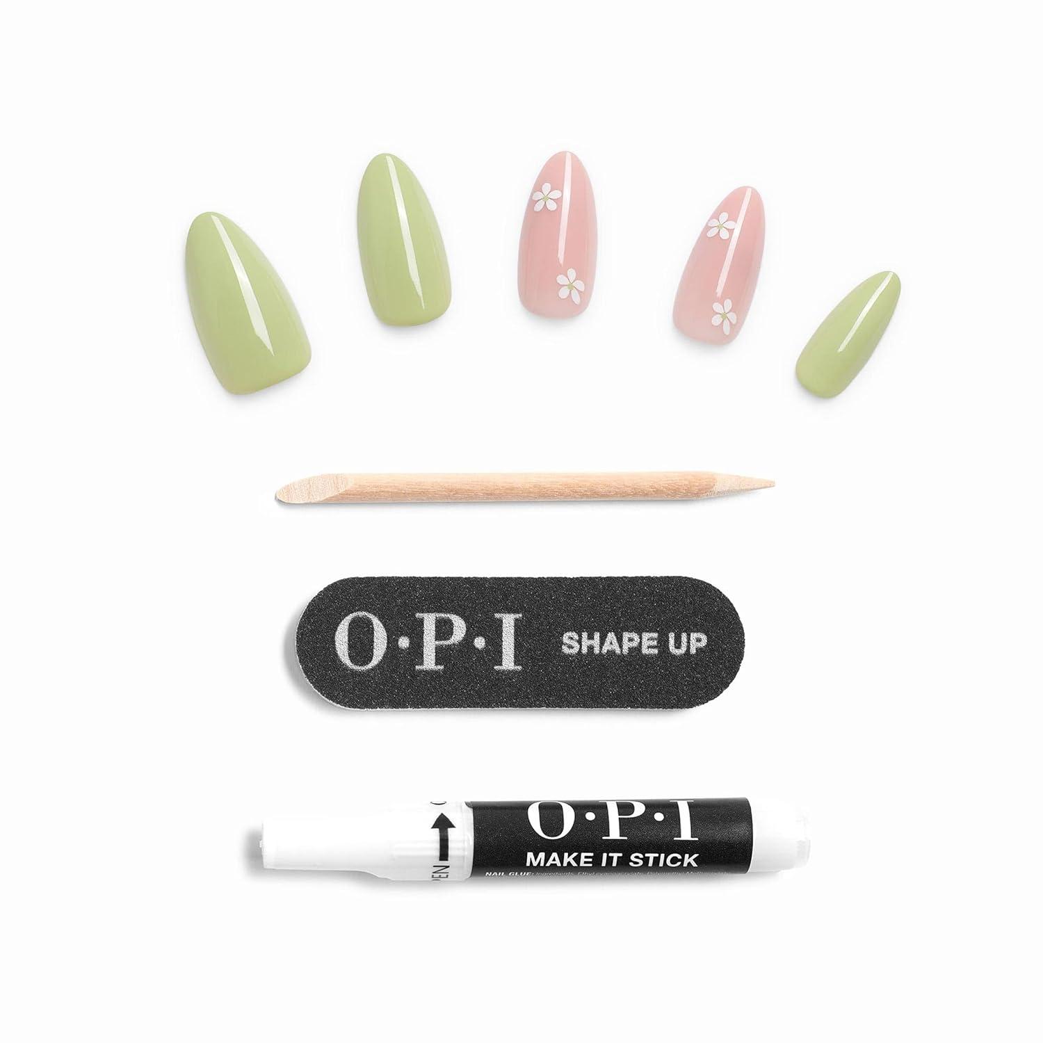 imageOPI On Point Press On Nails  Square Squoval ampamp Almond Shape Nail Art  Short to Long Length  24 Count With Nail Glue  Instant PressOn Mani  OPIm Dreaming CollectionI Gleam of Spring
