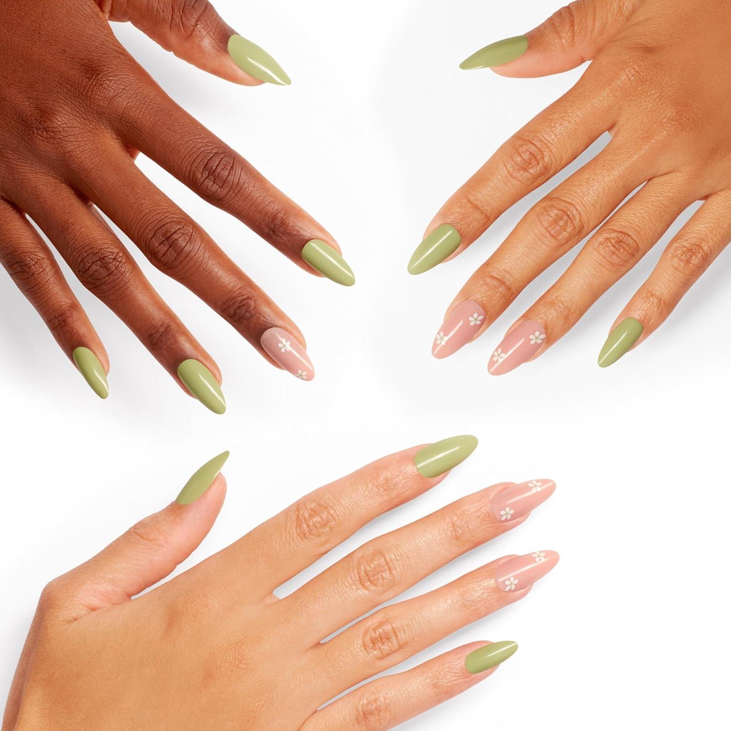 imageOPI On Point Press On Nails  Square Squoval ampamp Almond Shape Nail Art  Short to Long Length  24 Count With Nail Glue  Instant PressOn Mani  OPIm Dreaming CollectionI Gleam of Spring