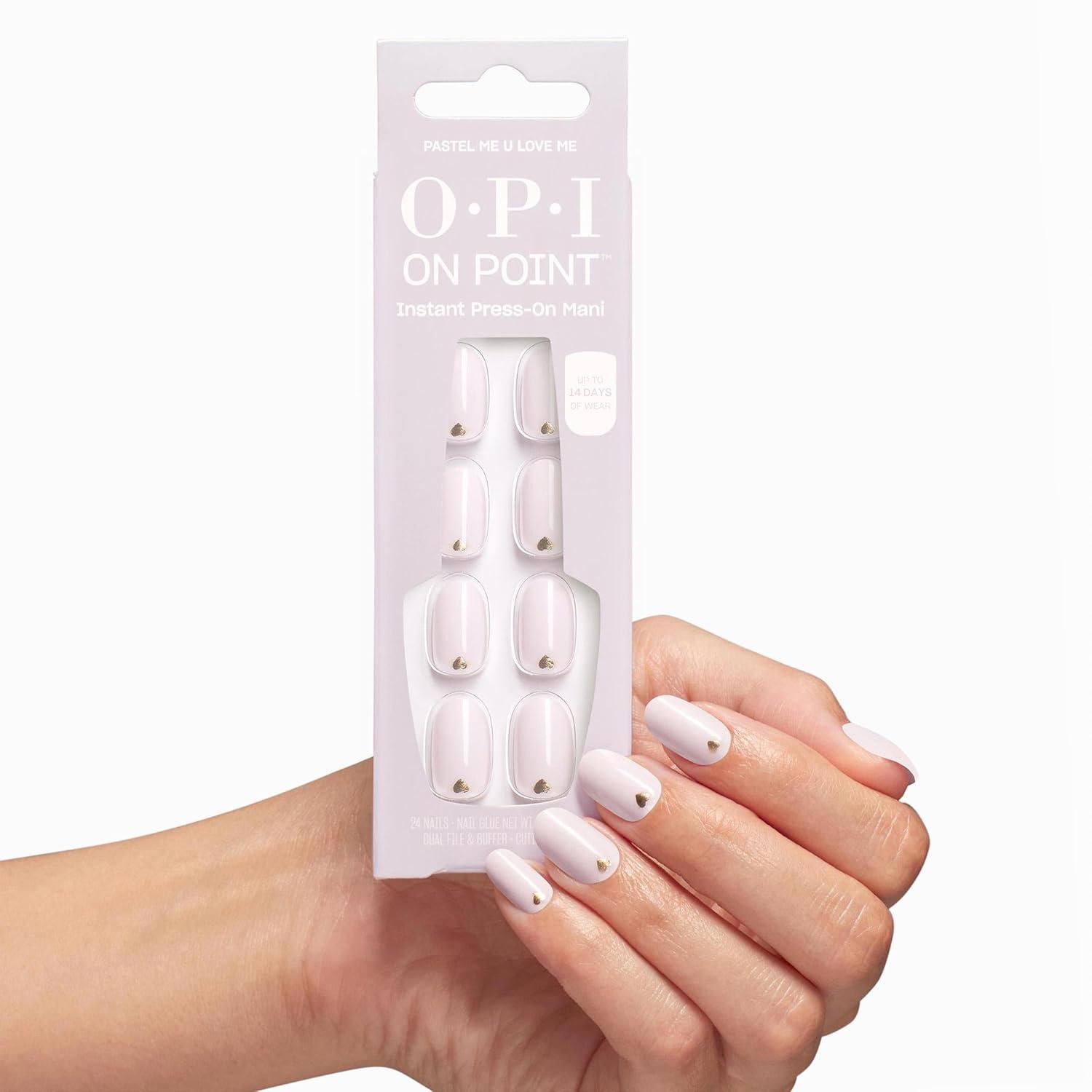 imageOPI On Point Press On Nails  Square Squoval ampamp Almond Shape Nail Art  Short to Long Length  24 Count With Nail Glue  Instant PressOn Mani  OPIm Dreaming CollectionPastel Me U Love Me