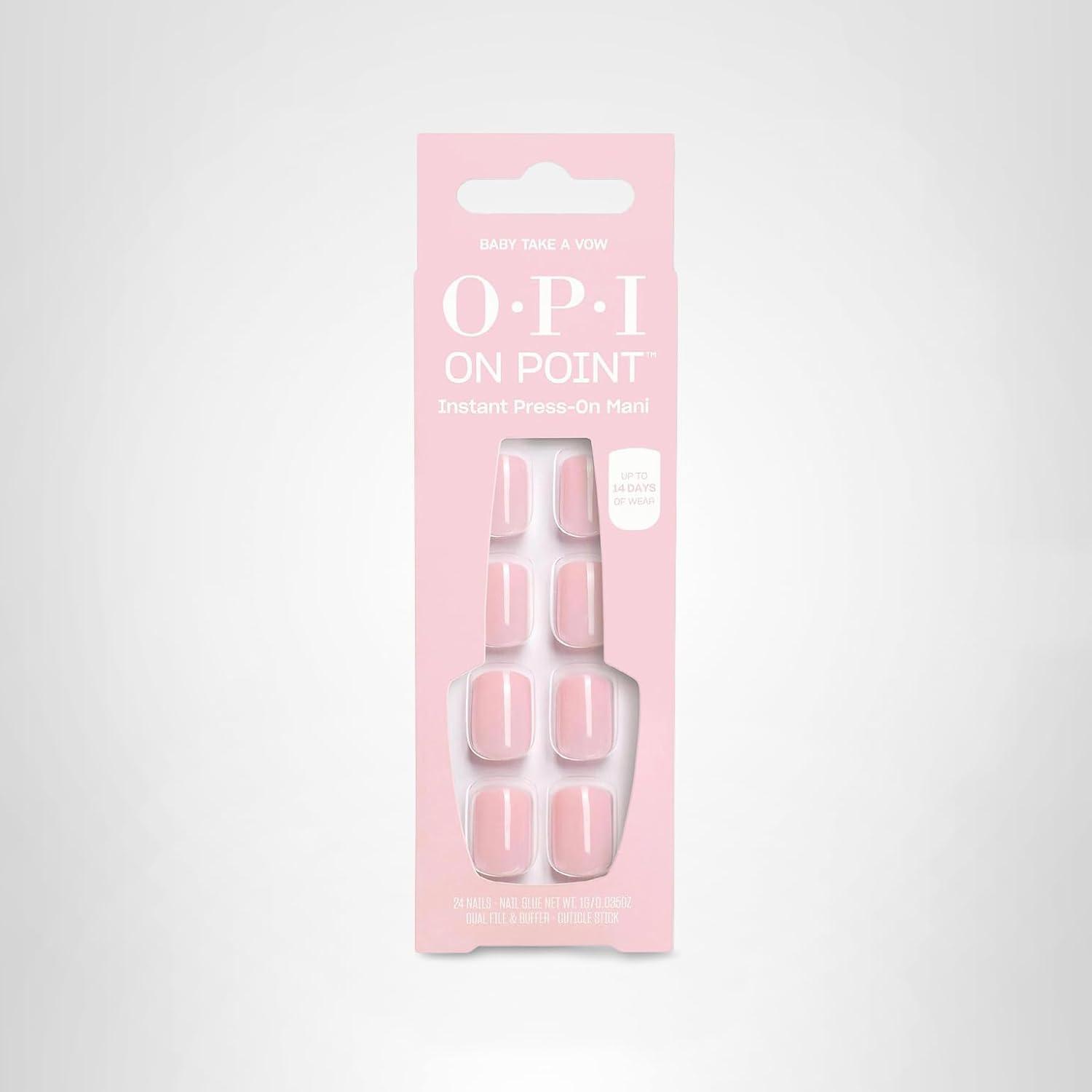 imageOPI On Point Press On Nails  Square Squoval ampamp Almond Shape Nail Art  Short to Long Length  24 Count With Nail Glue  Instant PressOn Mani  OPIm Dreaming CollectionBaby Take a Vow