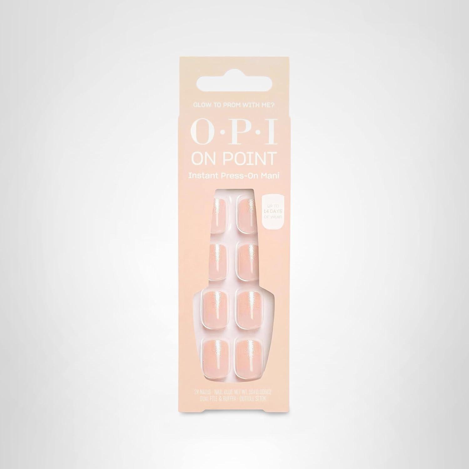 imageOPI On Point Press On Nails  Square Squoval ampamp Almond Shape Nail Art  Short to Long Length  24 Count With Nail Glue  Instant PressOn Mani  OPIm Dreaming CollectionGlow to Prom With Me
