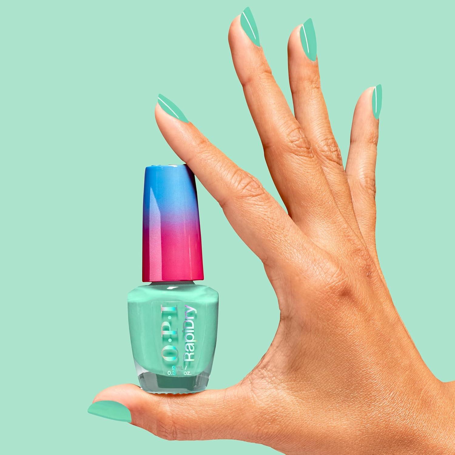 imageOPI RapiDry Quick Dry Nail Polish Colors  Opaque Crme Shimmer Shades with Clear Protective Base ampamp ShineBoosting Top Coat  Vegan Smudge Proof and Fast Drying in 60 SecondsNo Further Delays sea foam green