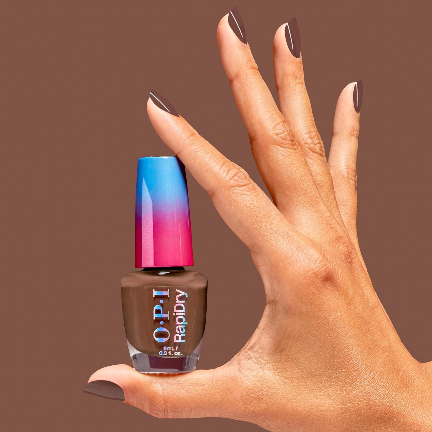 imageOPI RapiDry Quick Dry Nail Polish Colors  Opaque Crme Shimmer Shades with Clear Protective Base ampamp ShineBoosting Top Coat  Vegan Smudge Proof and Fast Drying in 60 SecondsImpromptu You rich brown crme