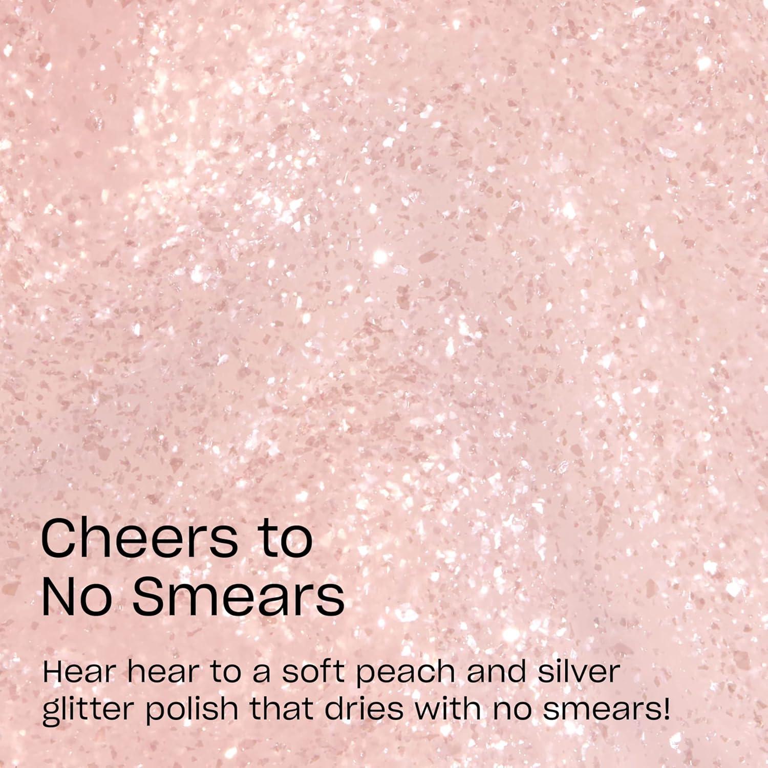 imageOPI RapiDry Quick Dry Nail Polish Colors  Opaque Crme Shimmer Shades with Clear Protective Base ampamp ShineBoosting Top Coat  Vegan Smudge Proof and Fast Drying in 60 SecondsCheers to No Smears peach with silver glitter