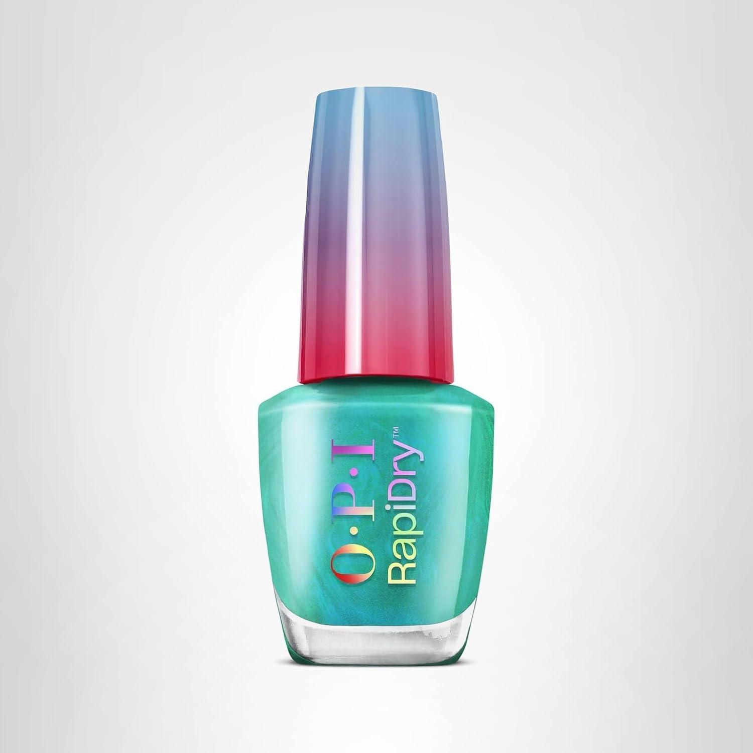 imageOPI RapiDry Quick Dry Nail Polish Colors  Opaque Crme Shimmer Shades with Clear Protective Base ampamp ShineBoosting Top Coat  Vegan Smudge Proof and Fast Drying in 60 SecondsSpeed of Bright blue green shimmer