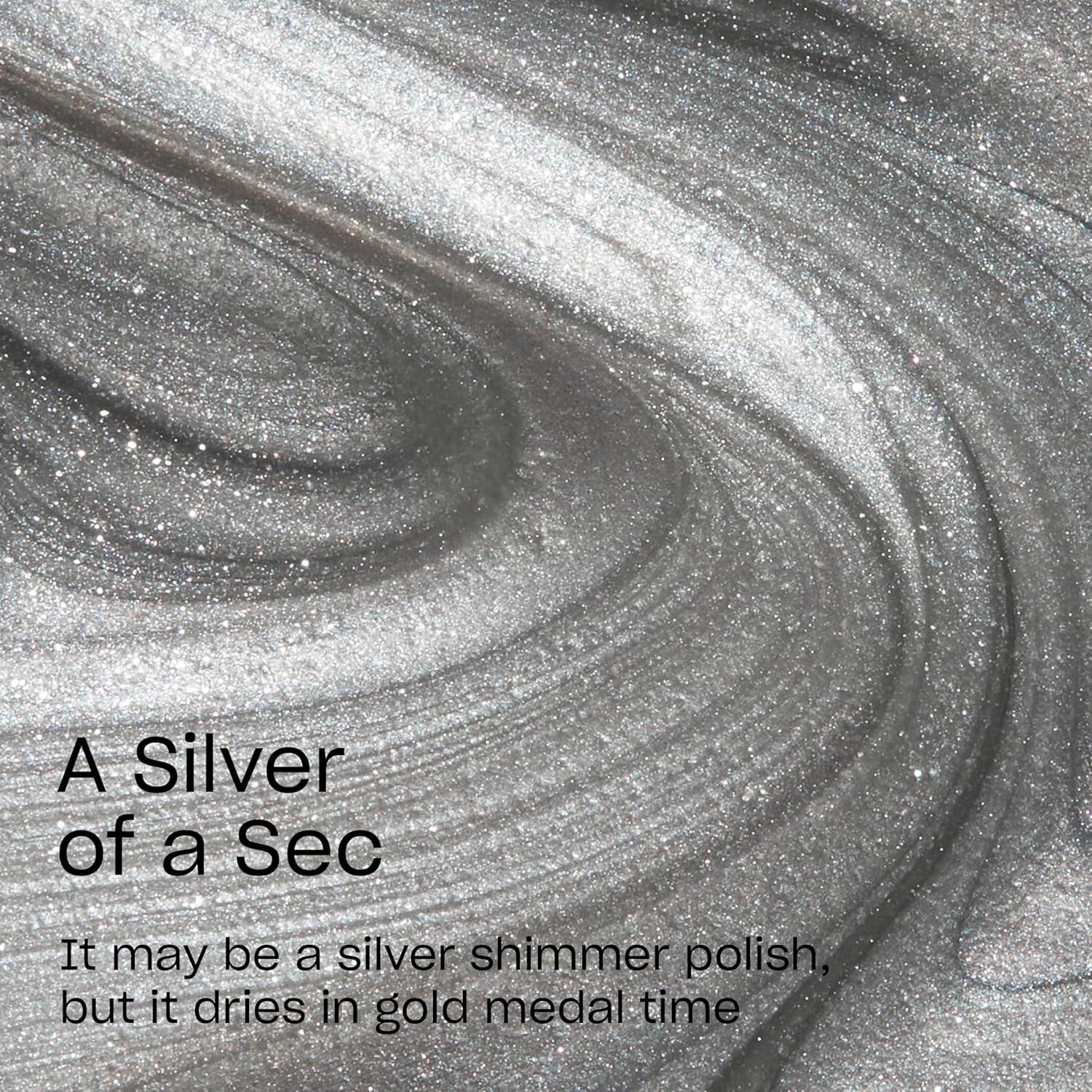 imageOPI RapiDry Quick Dry Nail Polish Colors  Opaque Crme Shimmer Shades with Clear Protective Base ampamp ShineBoosting Top Coat  Vegan Smudge Proof and Fast Drying in 60 SecondsA Silver of a Sec silver shimmer