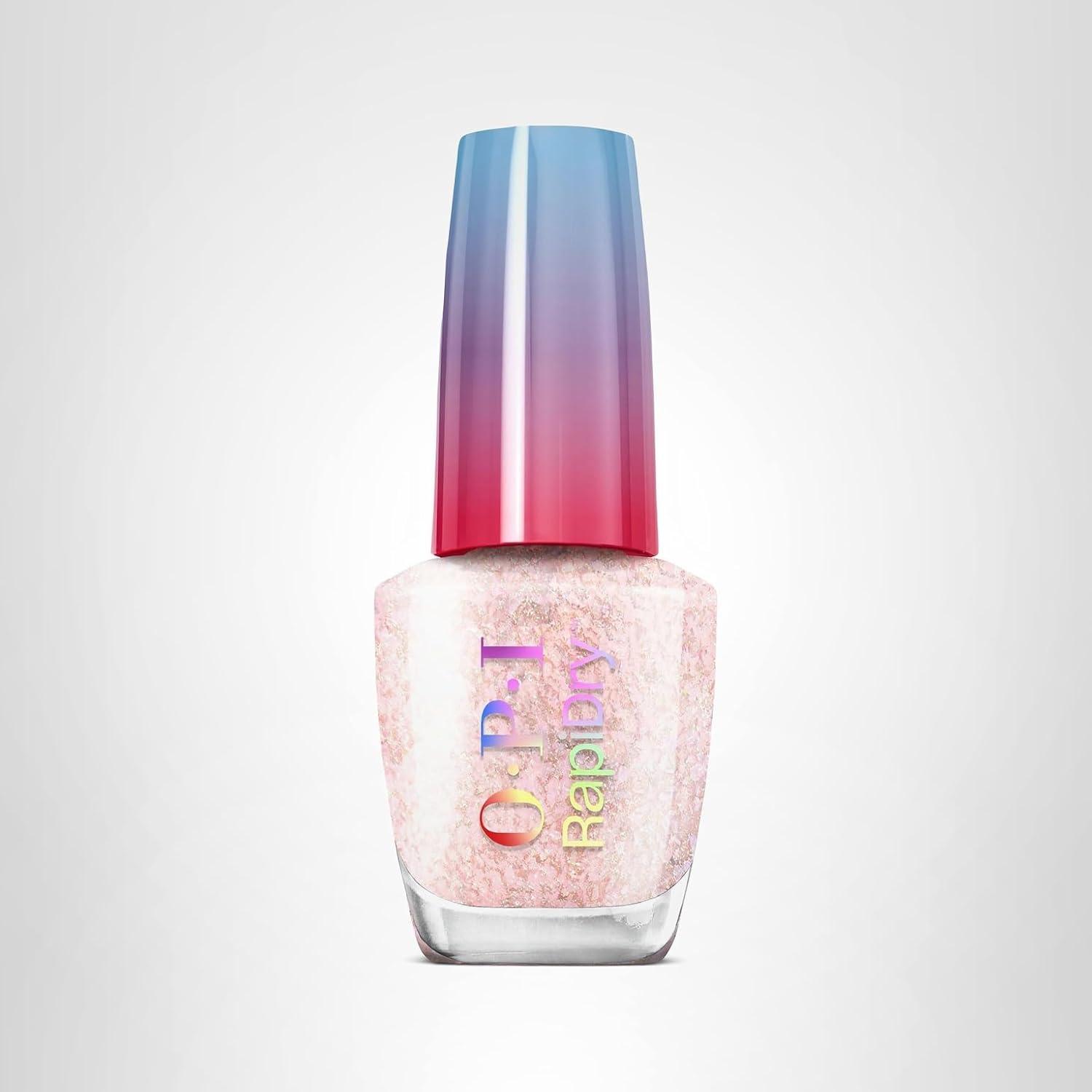 imageOPI RapiDry Quick Dry Nail Polish Colors  Opaque Crme Shimmer Shades with Clear Protective Base ampamp ShineBoosting Top Coat  Vegan Smudge Proof and Fast Drying in 60 SecondsCheers to No Smears peach with silver glitter