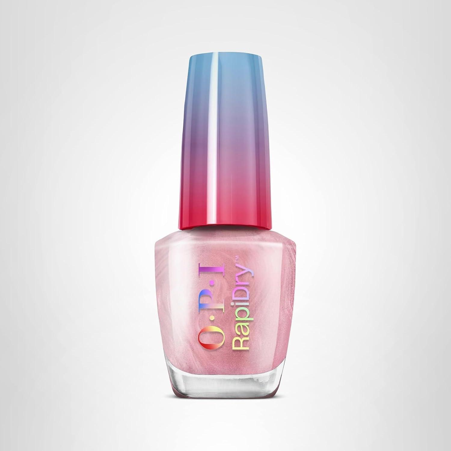 imageOPI RapiDry Quick Dry Nail Polish Colors  Opaque Crme Shimmer Shades with Clear Protective Base ampamp ShineBoosting Top Coat  Vegan Smudge Proof and Fast Drying in 60 SecondsFlash n Flirty light pink shimmer