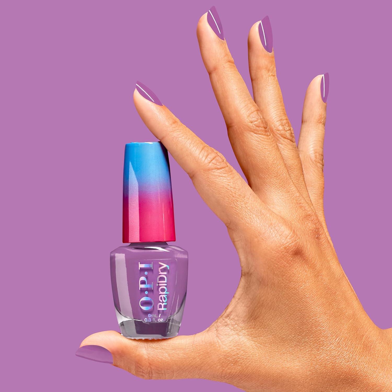 imageOPI RapiDry Quick Dry Nail Polish Colors  Opaque Crme Shimmer Shades with Clear Protective Base ampamp ShineBoosting Top Coat  Vegan Smudge Proof and Fast Drying in 60 SecondsBright Back at It bright purple crme