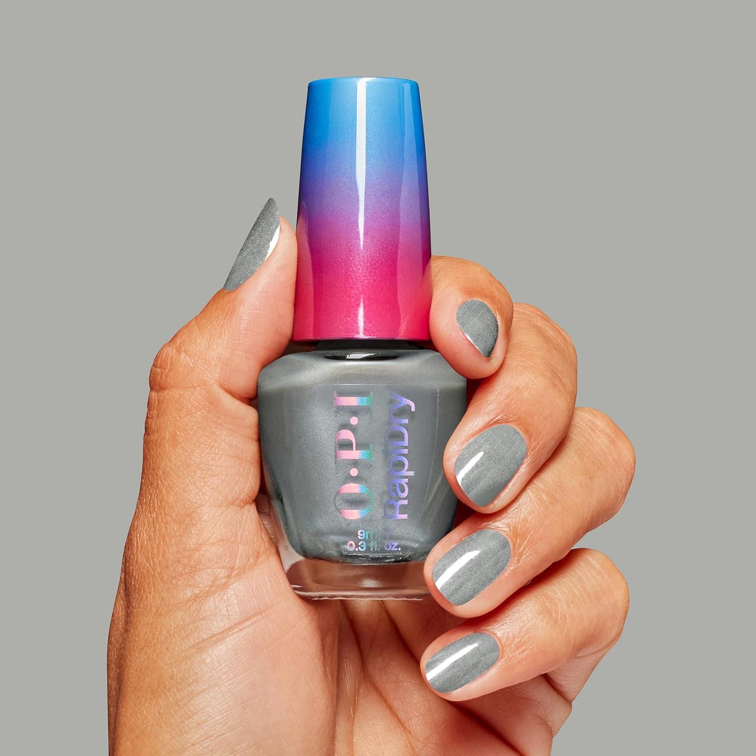 imageOPI RapiDry Quick Dry Nail Polish Colors  Opaque Crme Shimmer Shades with Clear Protective Base ampamp ShineBoosting Top Coat  Vegan Smudge Proof and Fast Drying in 60 SecondsA Silver of a Sec silver shimmer