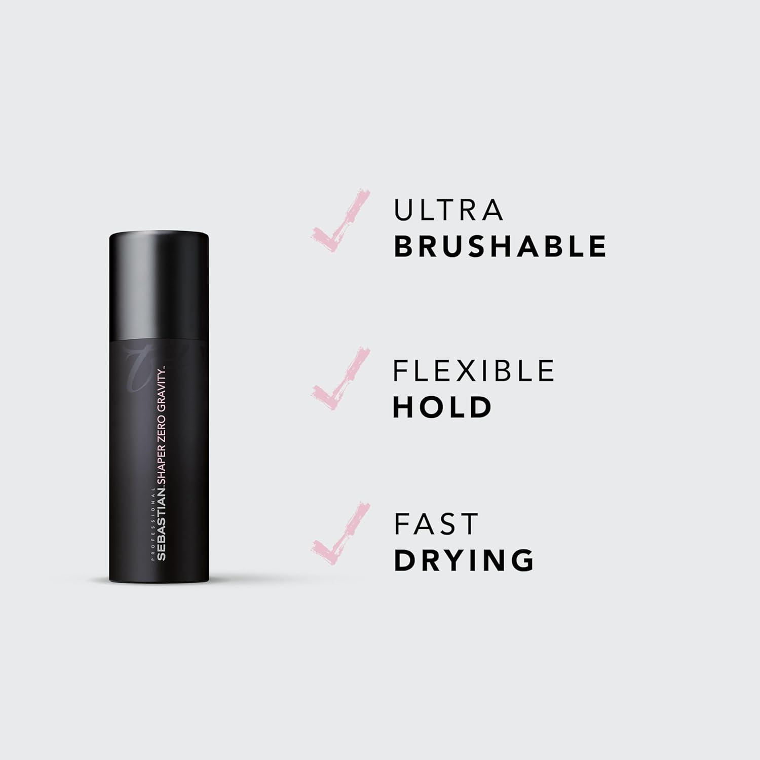 imageSebastian Professional Shaper Zero Gravity Lightweight Hairspray  Brushable Lightweight Flexible Hold  Fast Drying for Styling  For All Hair Types15 Ounce Pack of 1