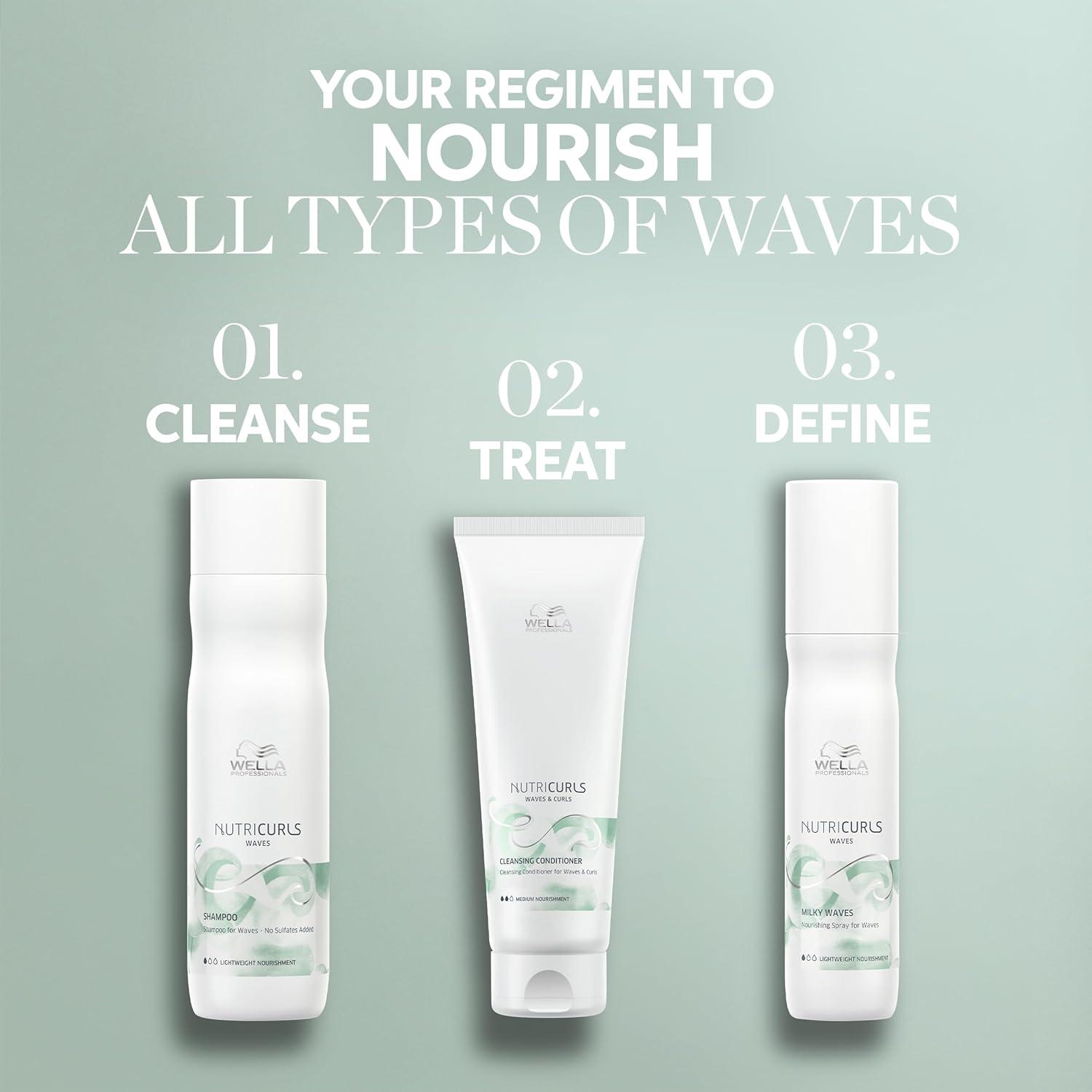 imageWELLA PROFESSIONALS Nutricurls Shampoo for Waves Formulated with NourishIn Complex Nourish and Define Without Sulfates16 Fl Oz Pack of 1