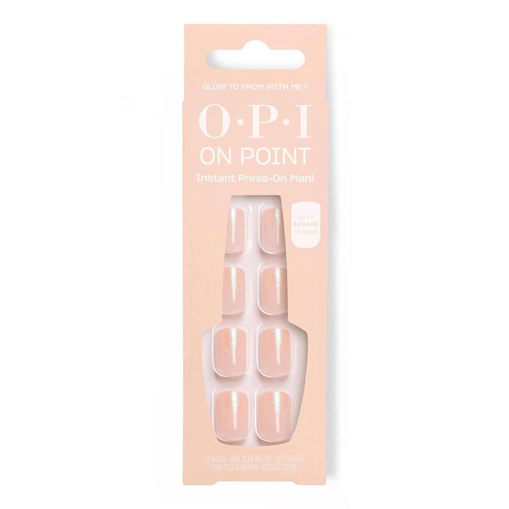 imageOPI On Point Press On Nails  Square Squoval ampamp Almond Shape Nail Art  Short to Long Length  24 Count With Nail Glue  Instant PressOn Mani  OPIm Dreaming CollectionGlow to Prom With Me