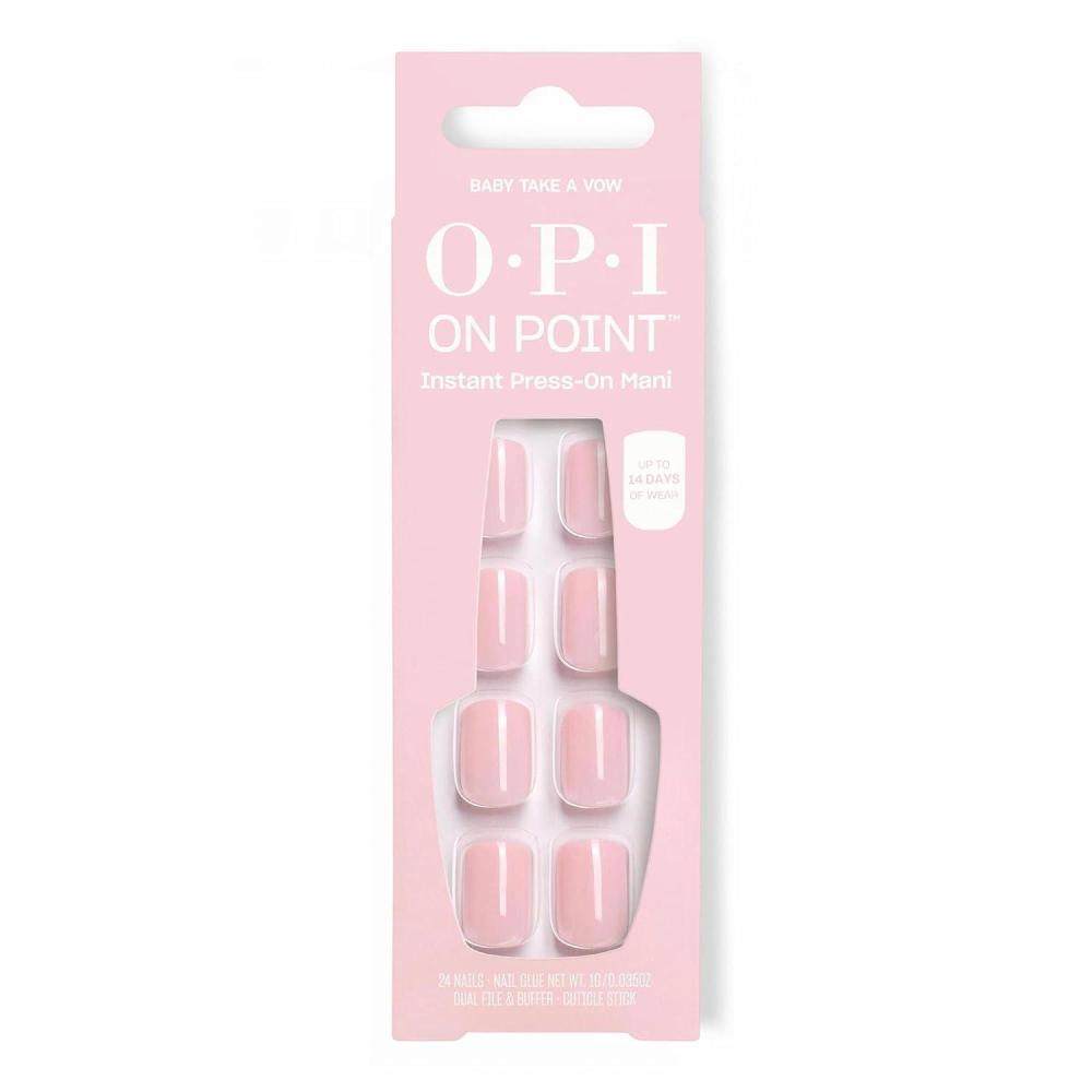imageOPI On Point Press On Nails  Square Squoval ampamp Almond Shape Nail Art  Short to Long Length  24 Count With Nail Glue  Instant PressOn Mani  OPIm Dreaming CollectionBaby Take a Vow