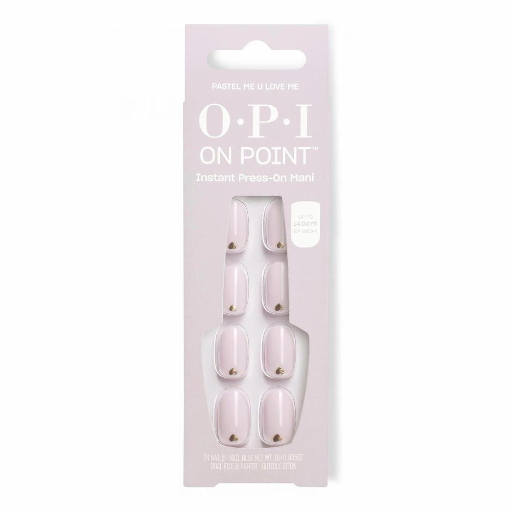 imageOPI On Point Press On Nails  Square Squoval ampamp Almond Shape Nail Art  Short to Long Length  24 Count With Nail Glue  Instant PressOn Mani  OPIm Dreaming CollectionPastel Me U Love Me