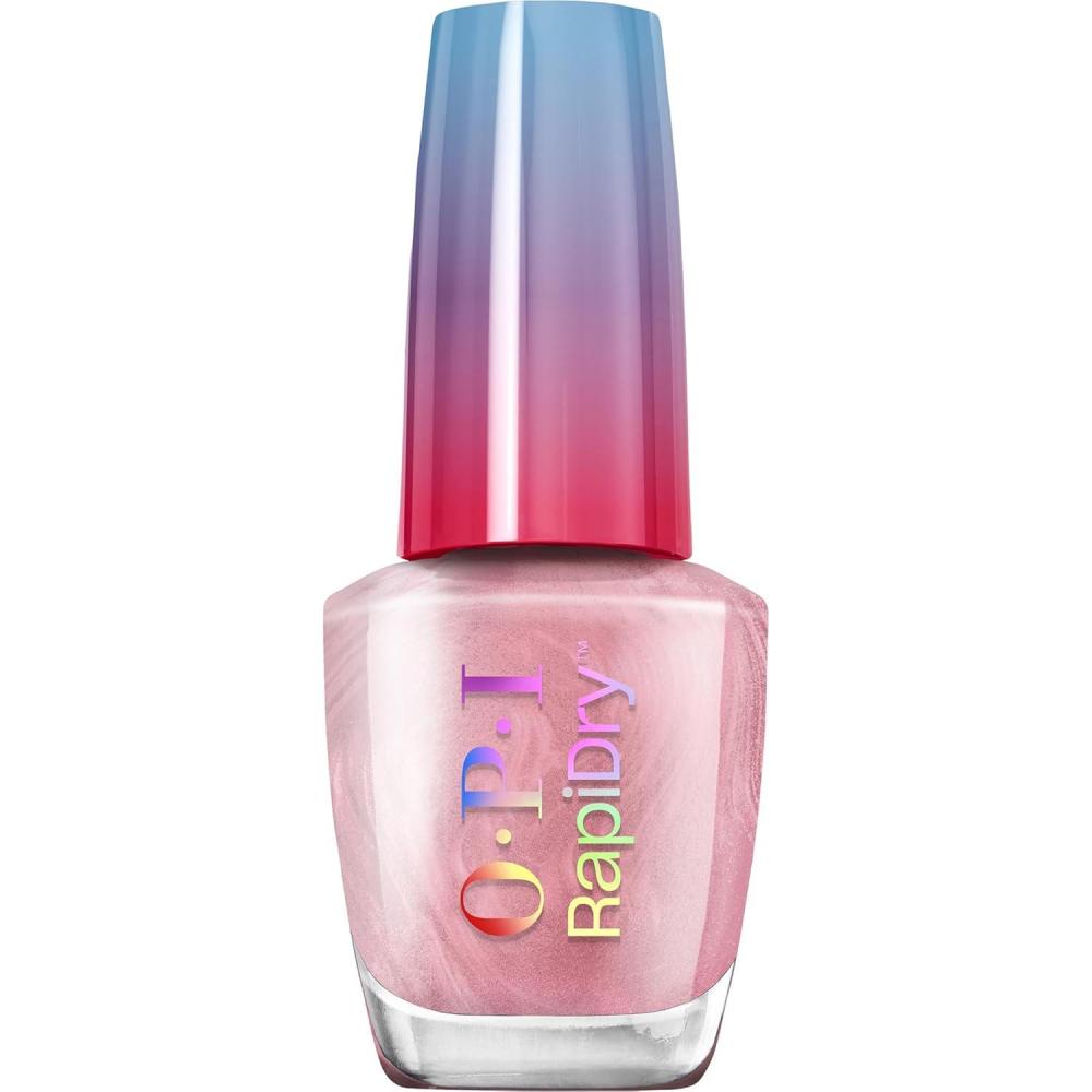 imageOPI RapiDry Quick Dry Nail Polish Colors  Opaque Crme Shimmer Shades with Clear Protective Base ampamp ShineBoosting Top Coat  Vegan Smudge Proof and Fast Drying in 60 SecondsFlash n Flirty light pink shimmer