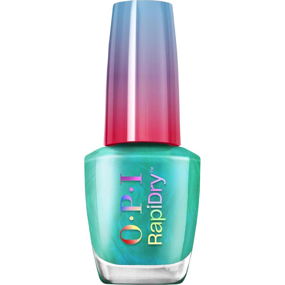 imageOPI RapiDry Quick Dry Nail Polish Colors  Opaque Crme Shimmer Shades with Clear Protective Base ampamp ShineBoosting Top Coat  Vegan Smudge Proof and Fast Drying in 60 SecondsSpeed of Bright blue green shimmer