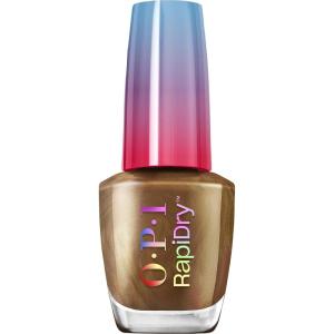 imageOPI RapiDry Quick Dry Nail Polish Colors  Opaque Crme Shimmer Shades with Clear Protective Base ampamp ShineBoosting Top Coat  Vegan Smudge Proof and Fast Drying in 60 SecondsFast Foodie brown with gold shimmer
