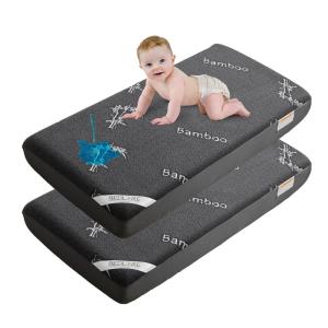imageBEDLORE Waterproof Mattress Protector Crib 2 Pack Soft Gray Mattress Pad Noiseless Machine Washable Mattress Cover Ultimate Protection for Your Babys Crib Toddler Bed 52x28Crib 52X28
