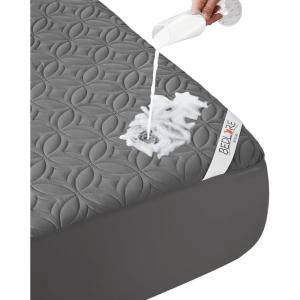 imageBEDLORE Waterproof Mattress Protector Queen Size Mattress Pad Noiseless with Deep Pocket 6quot18quot Depth Soft Breathable DirtProof Bed Mattress Cover Washable for Home Bedroom Hotel GrayGray